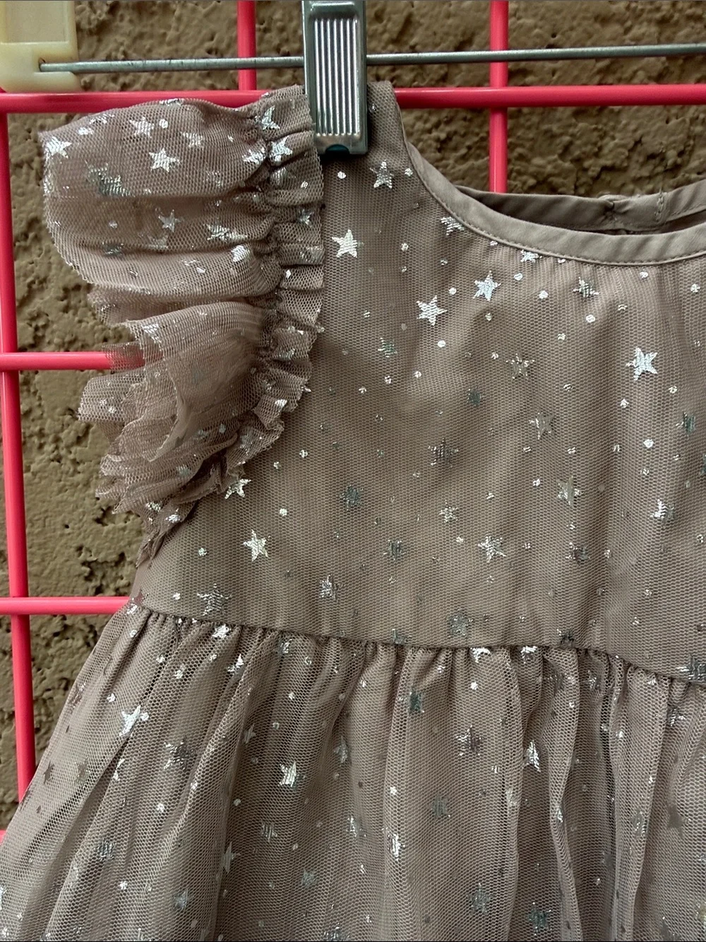 New GAP Baby Star Print Tulle Dress in Taupe